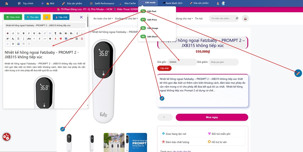 Plugin chỉnh sửa sản phẩm + bài viết + trang ở frontend 2 Plugin chỉnh sửa sản phẩm + bài viết + trang ở frontend