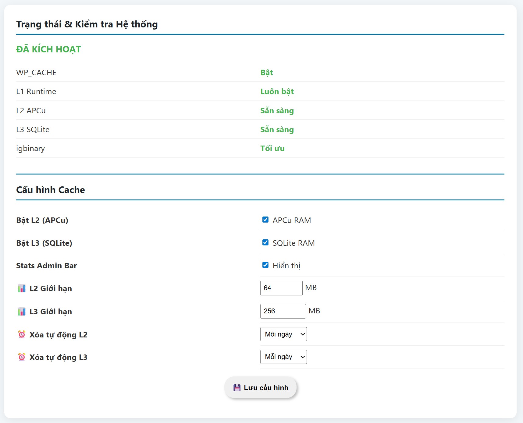 AOC Cache: Tăng Tốc WordPress Siêu Nhanh Với Hybrid Cache (APCu + SQLite)